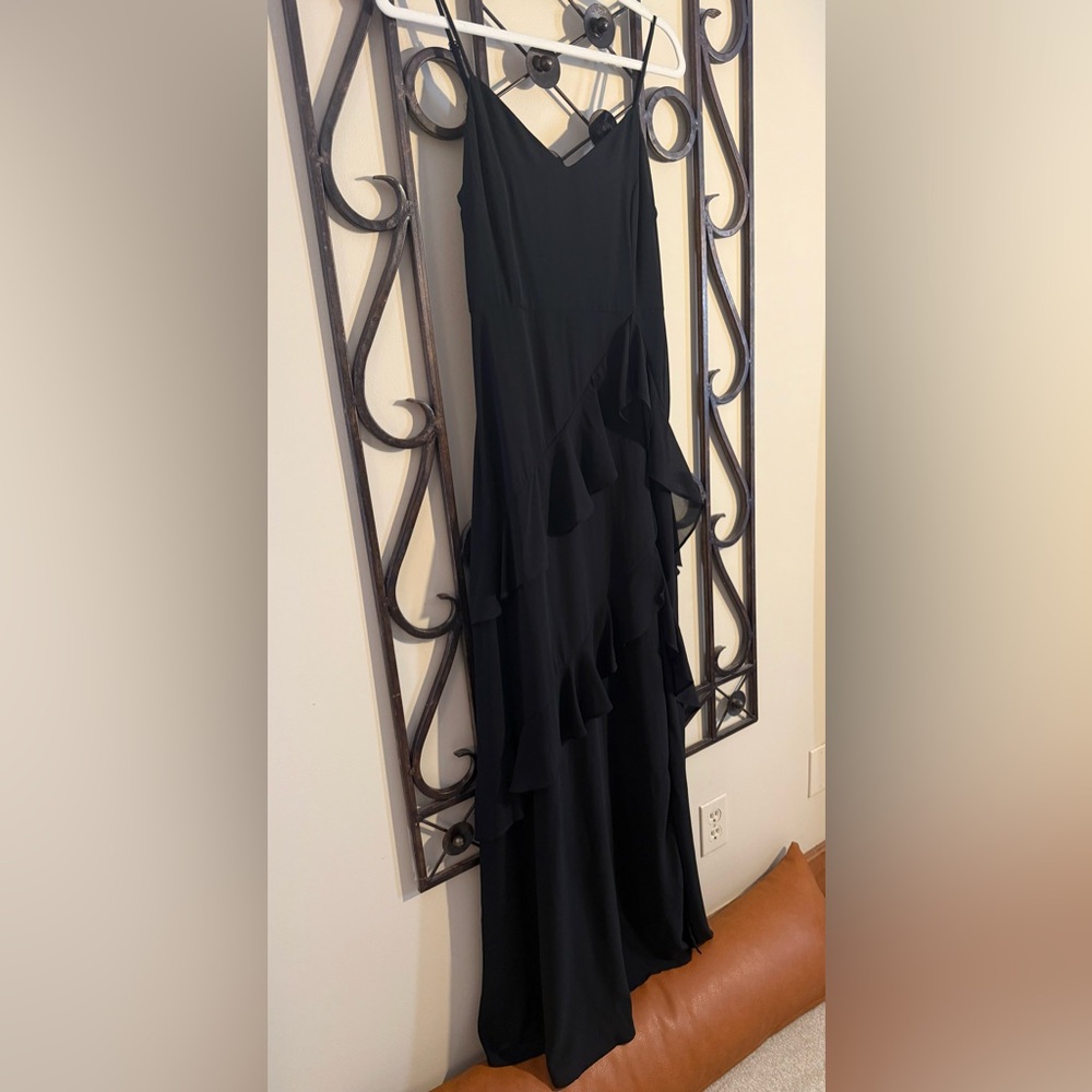Lulu's Black Maxi Dress with Ruffle Detail - Picture 6 of 12